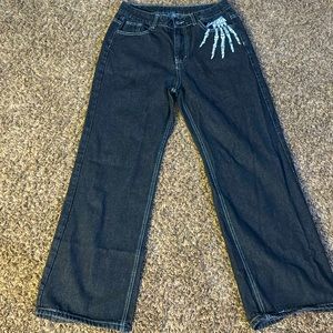 Skeleton black baggy jeans